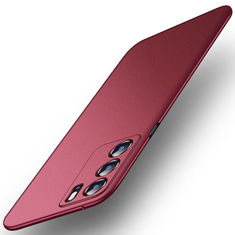 Funda Dura Plastico Rigida Carcasa Mate YK6 para Oppo Reno6 Pro 5G India Rojo