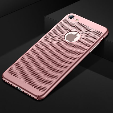 Funda Dura Plastico Rigida Carcasa Perforada para Apple iPhone 8 Oro Rosa