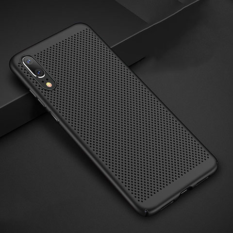 Funda Dura Plastico Rigida Carcasa Perforada para Huawei P20 Negro