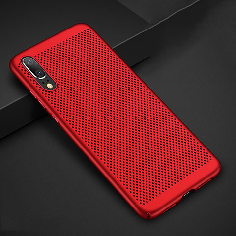 Funda Dura Plastico Rigida Carcasa Perforada para Huawei P20 Rojo