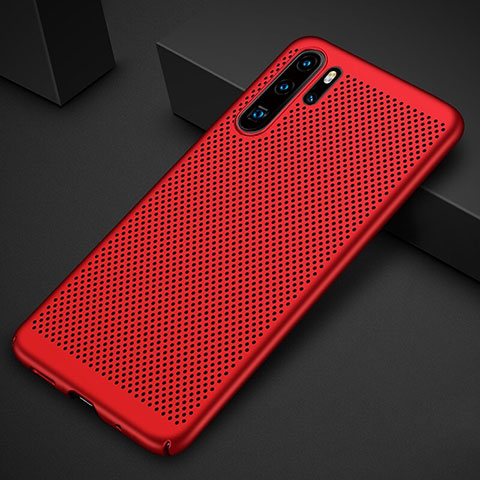 Funda Dura Plastico Rigida Carcasa Perforada para Huawei P30 Pro Rojo