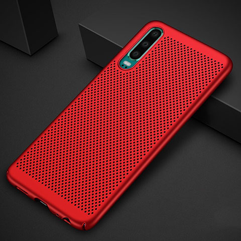 Funda Dura Plastico Rigida Carcasa Perforada para Huawei P30 Rojo