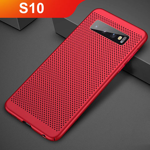 Funda Dura Plastico Rigida Carcasa Perforada para Samsung Galaxy S10 5G Rojo
