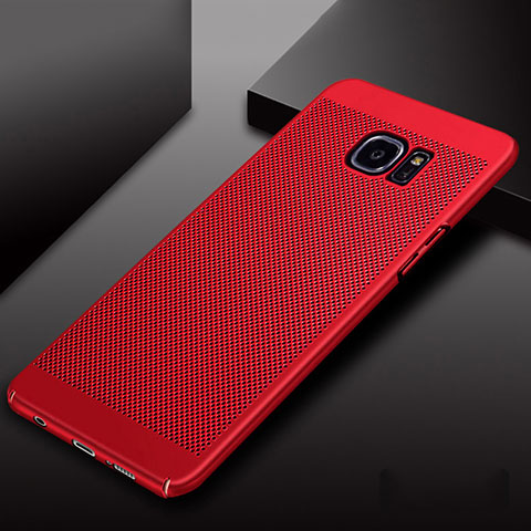 Funda Dura Plastico Rigida Carcasa Perforada para Samsung Galaxy S7 Edge G935F Rojo