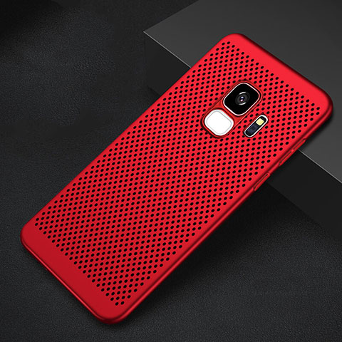 Funda Dura Plastico Rigida Carcasa Perforada para Samsung Galaxy S9 Rojo
