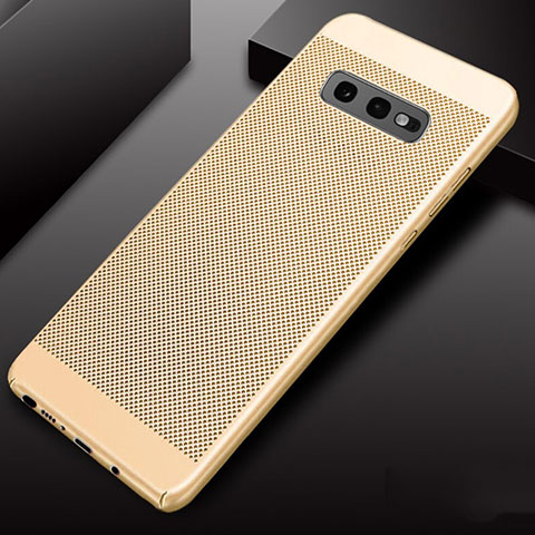 Funda Dura Plastico Rigida Carcasa Perforada W01 para Samsung Galaxy S10e Oro