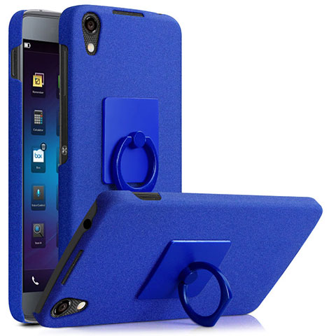 Funda Dura Plastico Rigida Fino Arenisca con Anillo de dedo Soporte para Blackberry DTEK50 Azul