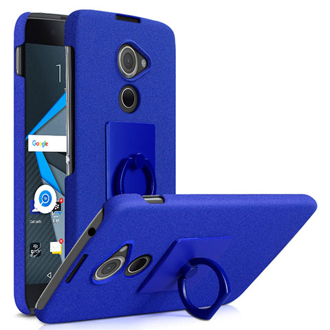 Funda Dura Plastico Rigida Fino Arenisca con Anillo de dedo Soporte para Blackberry DTEK60 Azul