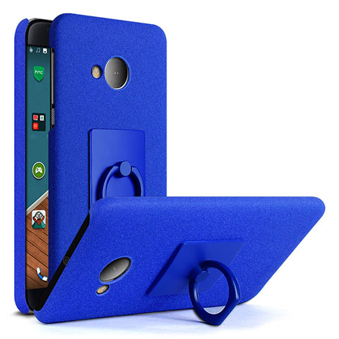 Funda Dura Plastico Rigida Fino Arenisca con Anillo de dedo Soporte para HTC U Play Azul
