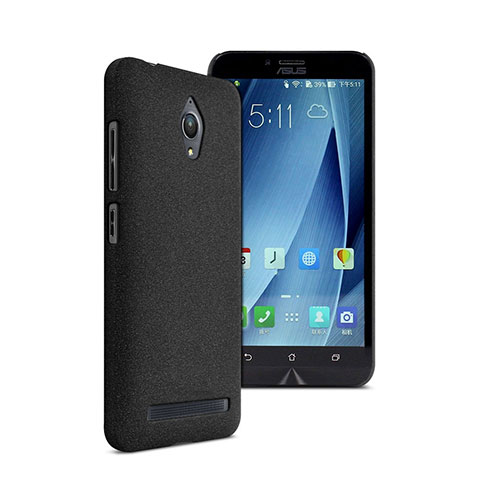 Funda Dura Plastico Rigida Fino Arenisca para Asus Zenfone Go ZC500TG Negro