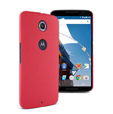 Funda Dura Plastico Rigida Fino Arenisca para Google Nexus 6 Rojo
