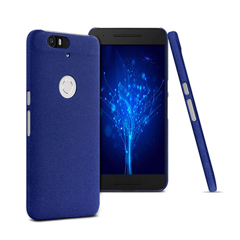 Funda Dura Plastico Rigida Fino Arenisca para Google Nexus 6P Azul