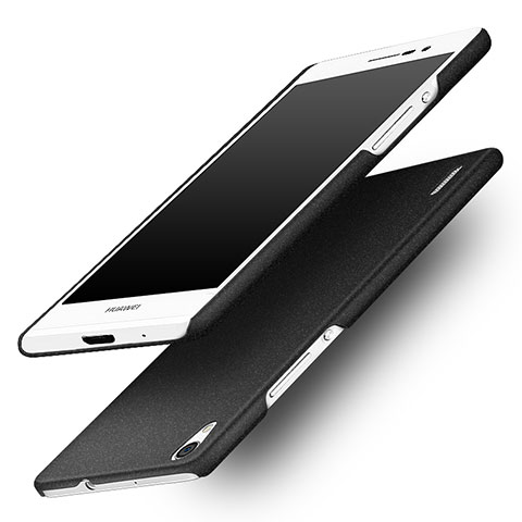 Funda Dura Plastico Rigida Fino Arenisca para Huawei Ascend P7 Negro