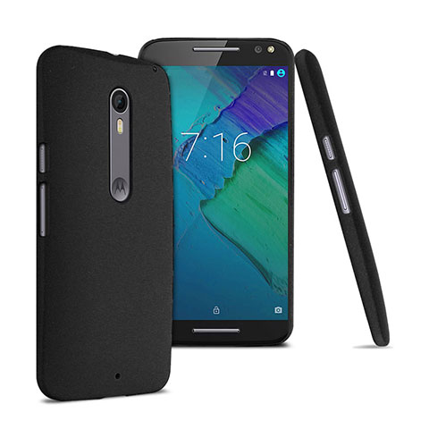 Funda Dura Plastico Rigida Fino Arenisca para Motorola Moto X Style Negro