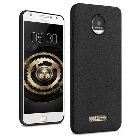 Funda Dura Plastico Rigida Fino Arenisca para Motorola Moto Z Negro