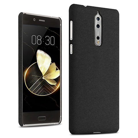 Funda Dura Plastico Rigida Fino Arenisca para Nokia 8 Negro