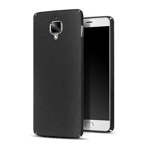 Funda Dura Plastico Rigida Fino Arenisca para OnePlus 3 Negro