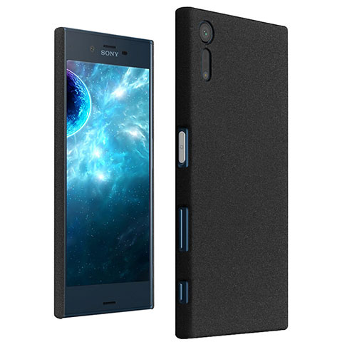 Funda Dura Plastico Rigida Fino Arenisca para Sony Xperia XZ Negro