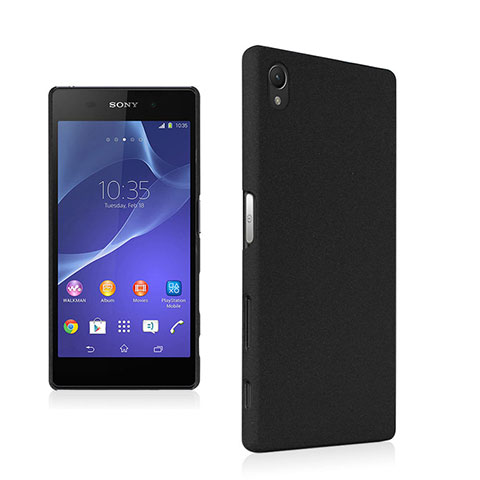 Funda Dura Plastico Rigida Fino Arenisca para Sony Xperia Z5 Negro