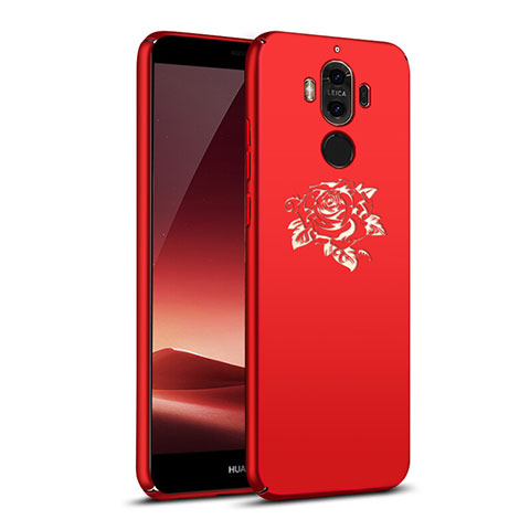 Funda Dura Plastico Rigida Flores para Huawei Mate 9 Rojo