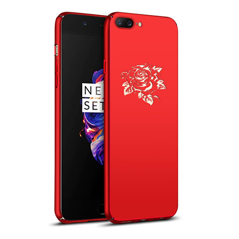 Funda Dura Plastico Rigida Flores para OnePlus 5 Rojo