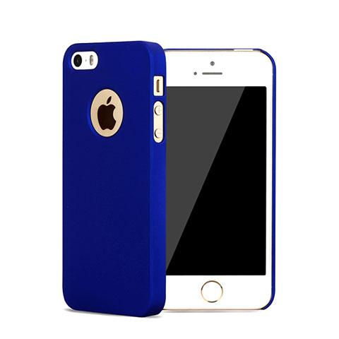 Funda Dura Plastico Rigida Mate con Agujero para Apple iPhone 5 Azul