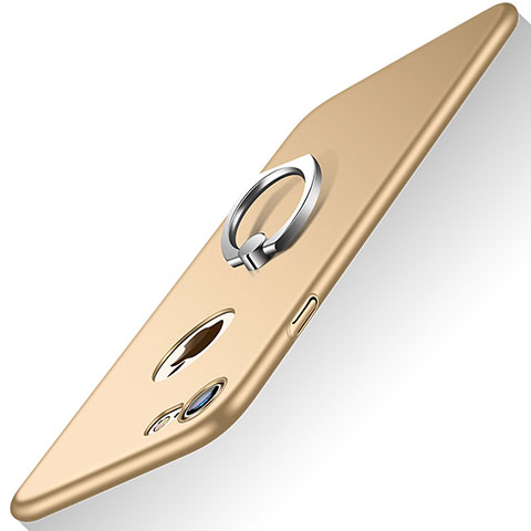 Funda Dura Plastico Rigida Mate con Anillo de dedo Soporte A02 para Apple iPhone 7 Oro