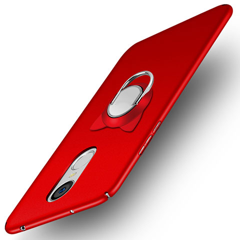 Funda Dura Plastico Rigida Mate con Anillo de dedo Soporte A02 para Huawei Enjoy 6 Rojo