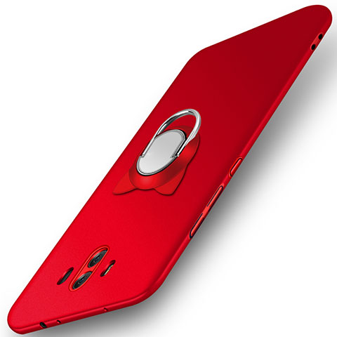 Funda Dura Plastico Rigida Mate con Anillo de dedo Soporte A02 para Huawei Mate 10 Rojo