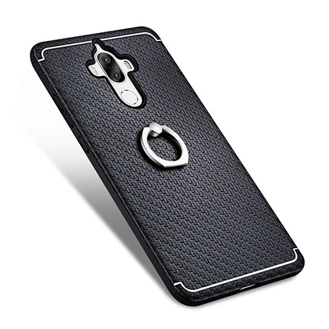 Funda Dura Plastico Rigida Mate con Anillo de dedo Soporte A02 para Huawei Mate 9 Negro