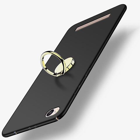 Funda Dura Plastico Rigida Mate con Anillo de dedo Soporte A02 para Xiaomi Redmi 4A Negro