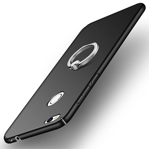 Funda Dura Plastico Rigida Mate con Anillo de dedo Soporte A03 para Huawei Honor 8 Lite Negro