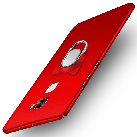 Funda Dura Plastico Rigida Mate con Anillo de dedo Soporte A03 para Huawei Mate S Rojo