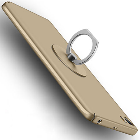 Funda Dura Plastico Rigida Mate con Anillo de dedo Soporte A04 para Xiaomi Mi 5 Oro