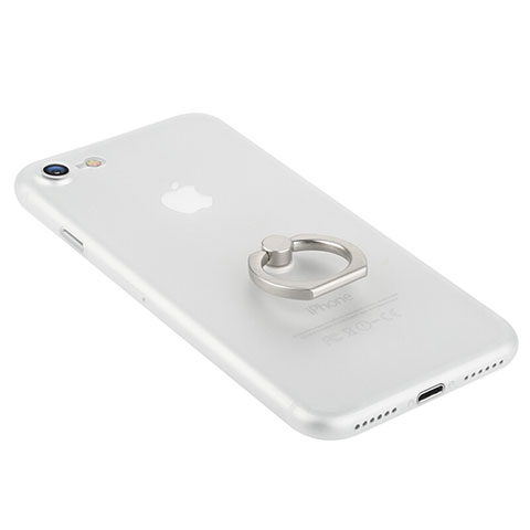 Funda Dura Plastico Rigida Mate con Anillo de dedo Soporte F01 para Apple iPhone 8 Blanco