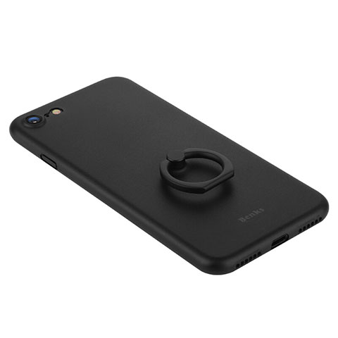 Funda Dura Plastico Rigida Mate con Anillo de dedo Soporte F01 para Apple iPhone 8 Negro