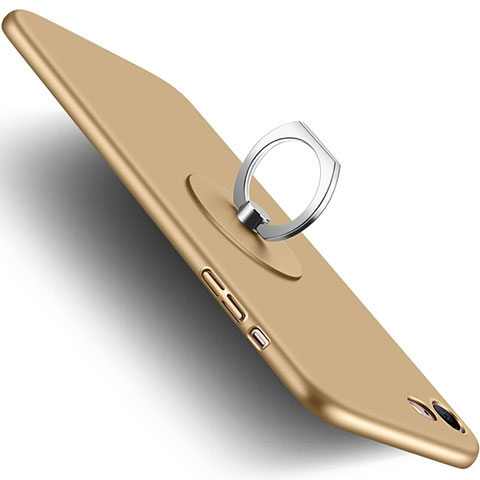 Funda Dura Plastico Rigida Mate con Anillo de dedo Soporte para Apple iPhone SE (2020) Oro