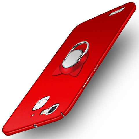 Funda Dura Plastico Rigida Mate con Anillo de dedo Soporte para Huawei G8 Mini Rojo