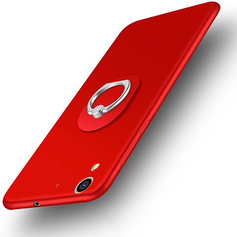 Funda Dura Plastico Rigida Mate con Anillo de dedo Soporte para Huawei Honor 5A Rojo