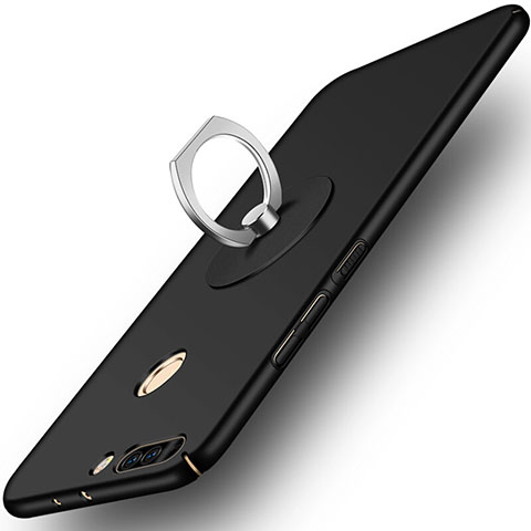 Funda Dura Plastico Rigida Mate con Anillo de dedo Soporte para Huawei Honor 8 Pro Negro