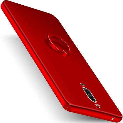 Funda Dura Plastico Rigida Mate con Anillo de dedo Soporte para Huawei Mate 9 Pro Rojo