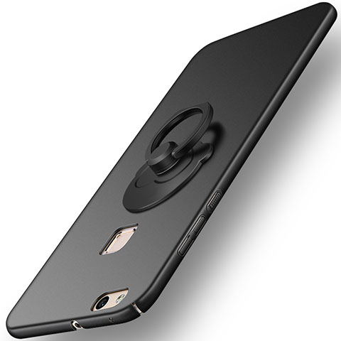 Funda Dura Plastico Rigida Mate con Anillo de dedo Soporte para Huawei P10 Lite Negro