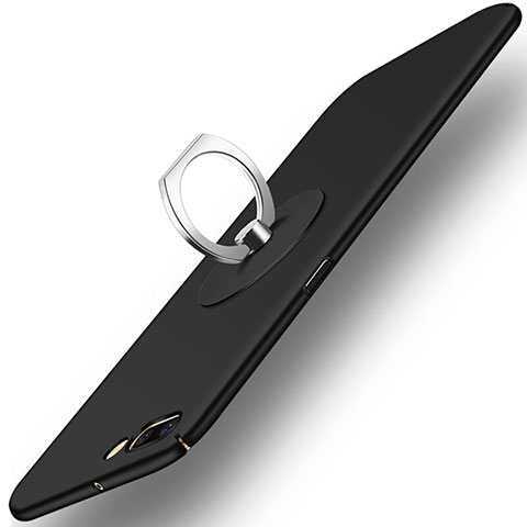 Funda Dura Plastico Rigida Mate con Anillo de dedo Soporte para OnePlus 5 Negro