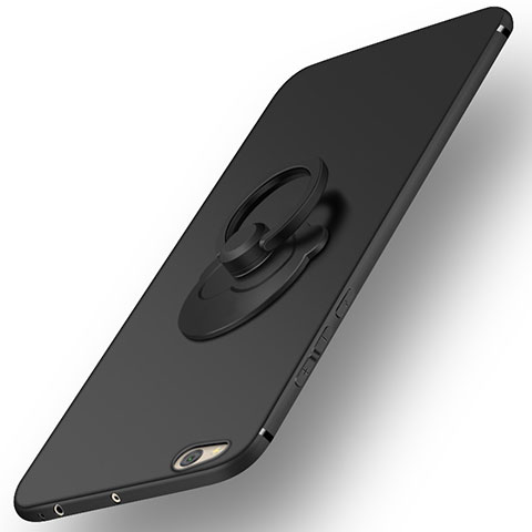 Funda Dura Plastico Rigida Mate con Anillo de dedo Soporte para Xiaomi Mi 5C Negro