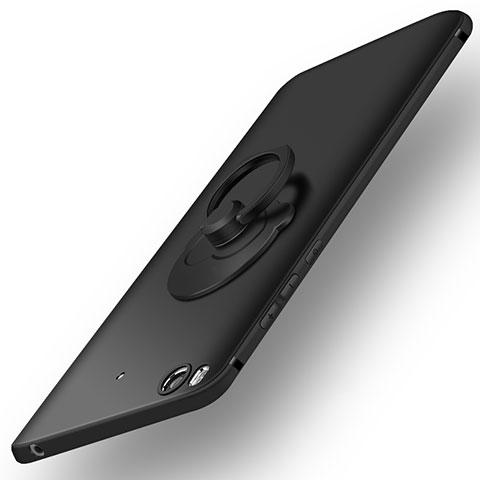 Funda Dura Plastico Rigida Mate con Anillo de dedo Soporte para Xiaomi Mi 5S Negro