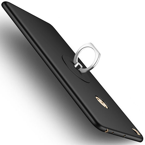 Funda Dura Plastico Rigida Mate con Anillo de dedo Soporte para Xiaomi Mi Max 2 Negro