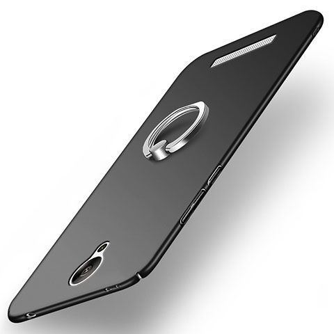 Funda Dura Plastico Rigida Mate con Anillo de dedo Soporte para Xiaomi Redmi Note 2 Negro