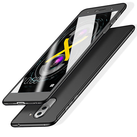 Funda Dura Plastico Rigida Mate Frontal y Trasera 360 Grados M01 para Huawei Honor 6X Pro Negro