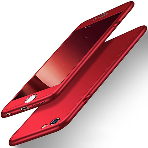 Funda Dura Plastico Rigida Mate Frontal y Trasera 360 Grados para Apple iPhone 6 Plus Rojo
