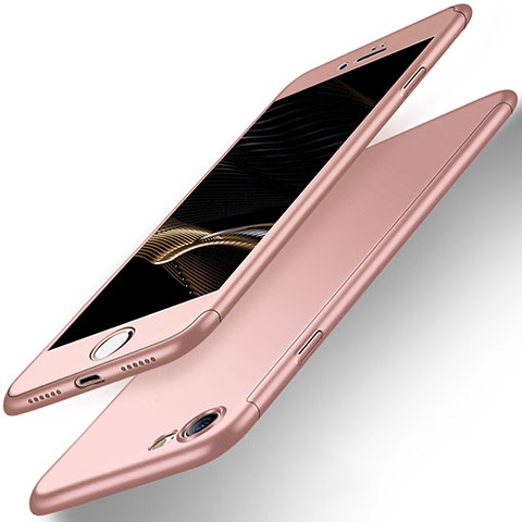 Funda Dura Plastico Rigida Mate Frontal y Trasera 360 Grados para Apple iPhone SE3 ((2022)) Oro Rosa